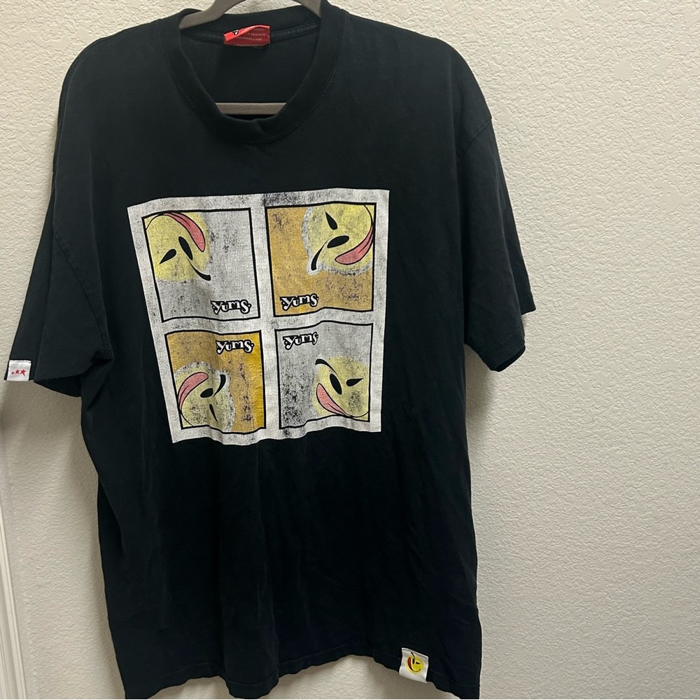 Yums Black Graphic Tee with Yellow and Red Accents